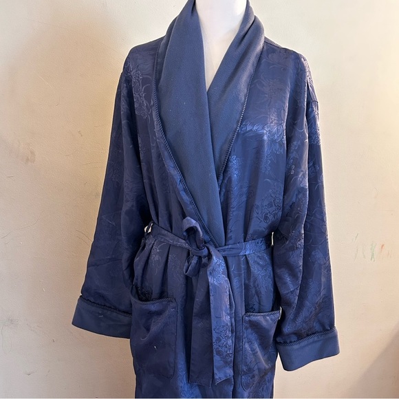 Vintage blue Sonoma floral fleece lined robe size large - Picture 1 of 9